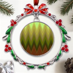 Zig Zag Chevron Classic Pattern Metal X mas Wreath Ribbon Ornament by Apen