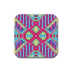 Checkerboard Squares Abstract Texture Pattern Rubber Coaster (square) by Apen