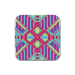 Checkerboard Squares Abstract Texture Pattern Rubber Square Coaster (4 Pack) by Apen