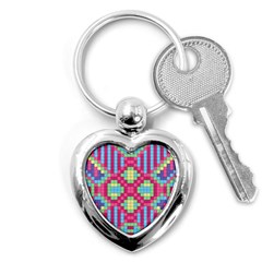 Checkerboard Squares Abstract Texture Pattern Key Chain (heart) by Apen