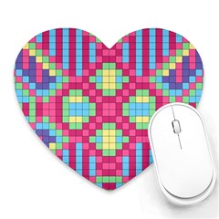 Checkerboard Squares Abstract Texture Pattern Heart Mousepad by Apen