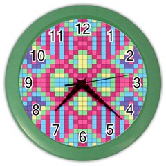 Checkerboard Squares Abstract Texture Pattern Color Wall Clock by Apen