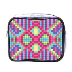 Checkerboard Squares Abstract Texture Pattern Mini Toiletries Bag (one Side) by Apen