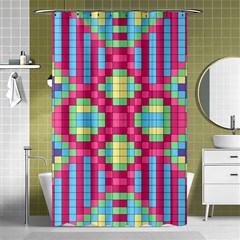 Checkerboard Squares Abstract Texture Pattern Shower Curtain 48  X 72  (small)  by Apen