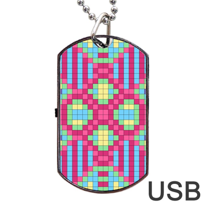 Checkerboard Squares Abstract Texture Pattern Dog Tag USB Flash (One Side)