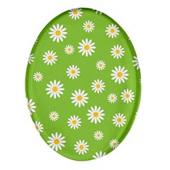 Daisy Flowers Floral Wallpaper Oval Glass Fridge Magnet (4 Pack) by Apen