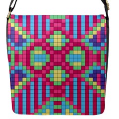 Checkerboard Squares Abstract Texture Pattern Flap Closure Messenger Bag (s) by Apen