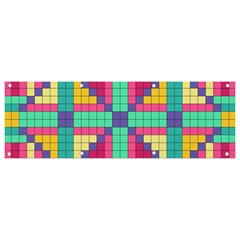 Checkerboard Squares Abstract Texture Patterns Banner And Sign 9  X 3  by Apen