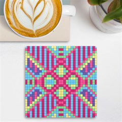 Checkerboard Squares Abstract Texture Pattern Uv Print Square Tile Coaster  by Apen