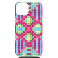 Checkerboard Squares Abstract Texture Pattern Iphone 14 Black Uv Print Case by Apen