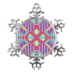 Checkerboard Squares Abstract Texture Pattern Metal Large Snowflake Ornament by Apen