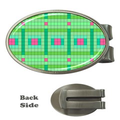 Checkerboard Squares Abstract Money Clips (oval)  by Apen