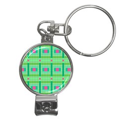 Checkerboard Squares Abstract Nail Clippers Key Chain by Apen