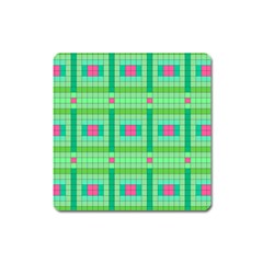 Checkerboard Squares Abstract Square Magnet by Apen