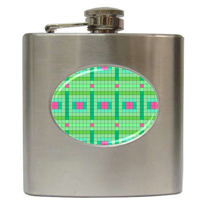 Checkerboard Squares Abstract Hip Flask (6 oz)