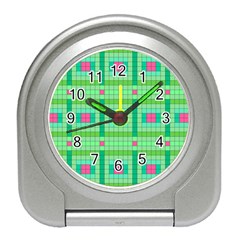 Checkerboard Squares Abstract Travel Alarm Clock by Apen