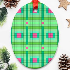 Checkerboard Squares Abstract Oval Ornament (two Sides) by Apen