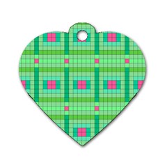 Checkerboard Squares Abstract Dog Tag Heart (two Sides) by Apen