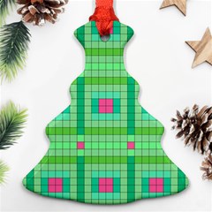 Checkerboard Squares Abstract Christmas Tree Ornament (two Sides) by Apen