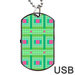 Checkerboard Squares Abstract Dog Tag Usb Flash (one Side) by Apen