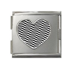 Zigzag Chevron Pattern Mega Link Heart Italian Charm (18mm) by Dutashop