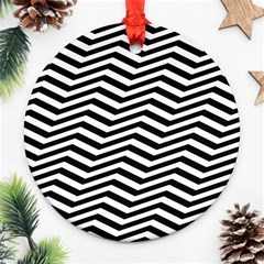 Zigzag Chevron Pattern Round Ornament (two Sides)