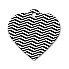 Zigzag Chevron Pattern Dog Tag Heart (one Side) by Dutashop