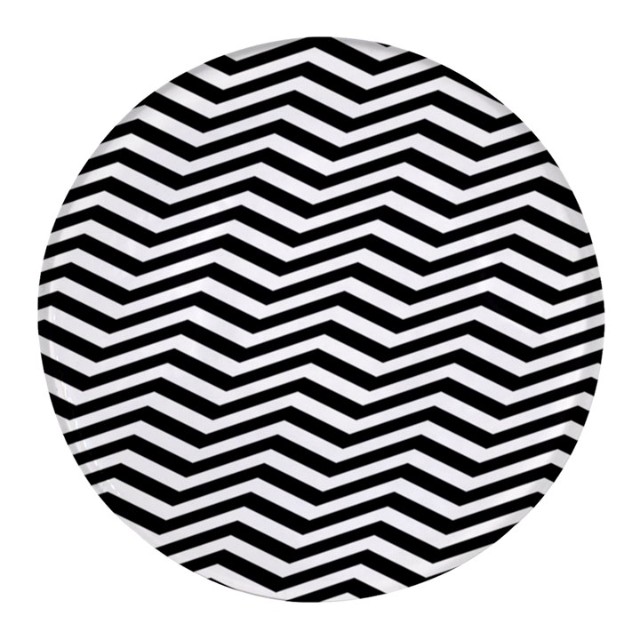 Zigzag Chevron Pattern Round Glass Fridge Magnet (4 pack)