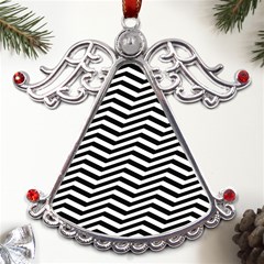 Zigzag Chevron Pattern Metal Angel With Crystal Ornament