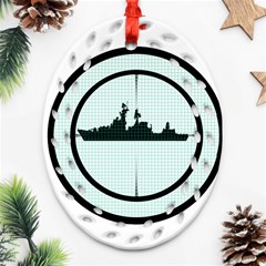 Ship Target Destroyer Warship Oval Filigree Ornament (two Sides) by Pakjumat