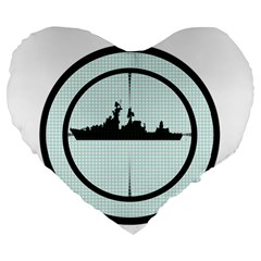 Ship Target Destroyer Warship Large 19  Premium Heart Shape Cushions by Pakjumat