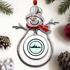 Ship Target Destroyer Warship Metal Snowman Ornament by Pakjumat