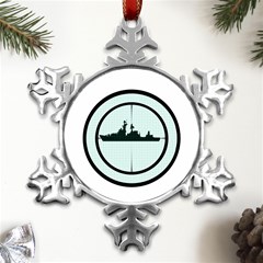 Ship Target Destroyer Warship Metal Small Snowflake Ornament by Pakjumat