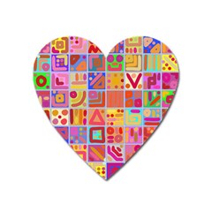 Colourful Abstract Shapes Heart Magnet by Pakjumat