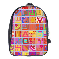 Colourful Abstract Shapes School Bag (xl) by Pakjumat