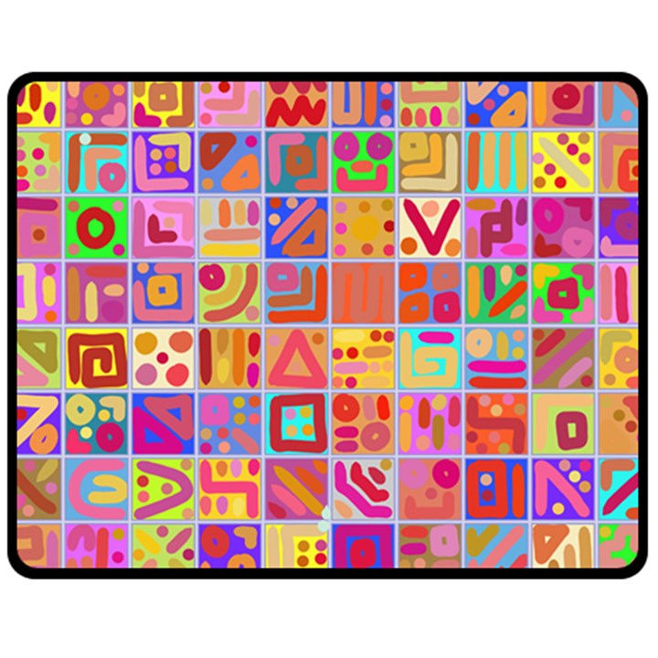 Colourful Abstract Shapes Two Sides Fleece Blanket (Medium)