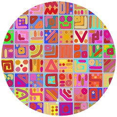 Colourful Abstract Shapes Wooden Puzzle Round by Pakjumat