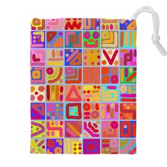 Colourful Abstract Shapes Drawstring Pouch (4xl) by Pakjumat