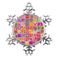 Colourful Abstract Shapes Metal Large Snowflake Ornament by Pakjumat