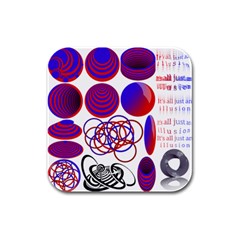 Illusion Optical Illusion Pattern Rubber Square Coaster (4 Pack) by Pakjumat