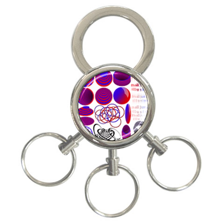 Illusion Optical Illusion Pattern 3-Ring Key Chain