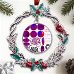 Illusion Optical Illusion Pattern Metal X mas Wreath Holly leaf Ornament Front