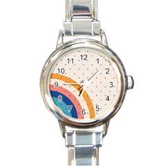 Retro Abstract Geometric Round Italian Charm Watch by Modalart