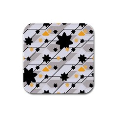 Flower Shape Abstract Pattern Rubber Square Coaster (4 Pack) by Modalart