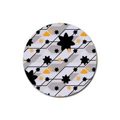 Flower Shape Abstract Pattern Rubber Coaster (round) by Modalart