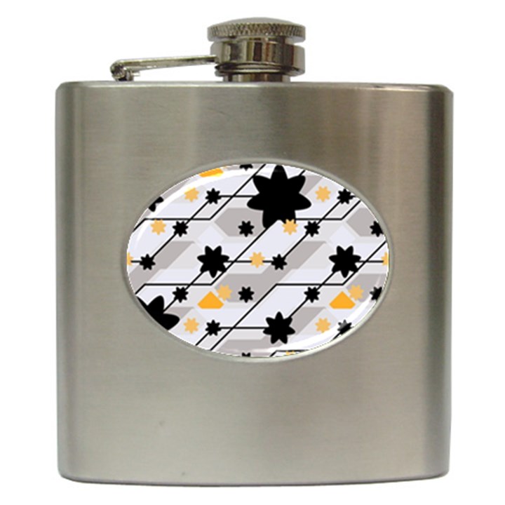 Flower Shape Abstract Pattern Hip Flask (6 oz)