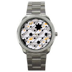 Flower Shape Abstract Pattern Sport Metal Watch by Modalart