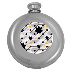 Flower Shape Abstract Pattern Round Hip Flask (5 Oz) by Modalart