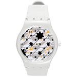 Flower Shape Abstract Pattern Round Plastic Sport Watch (M) Front