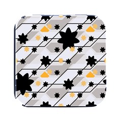 Flower Shape Abstract Pattern Square Metal Box (black) by Modalart